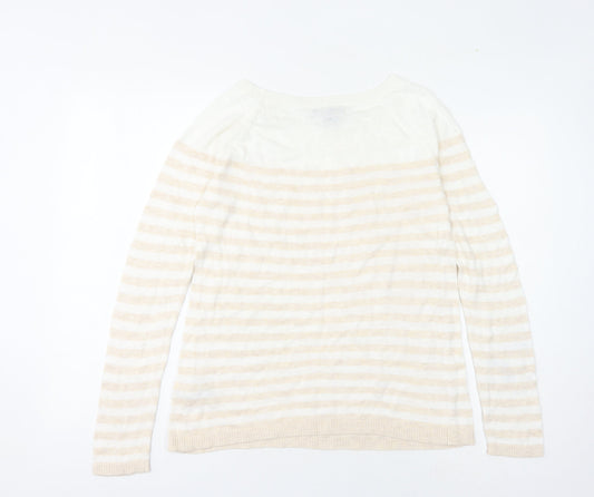 Gap Women Beige Striped Pullover Jumper M