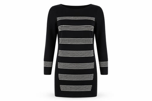 Front view of Principles Black Sheath Dress, UK 10, Studded Accents, Casual