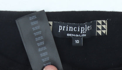 Principles Black Sheath Dress, UK 10, Studded Accents, Casual