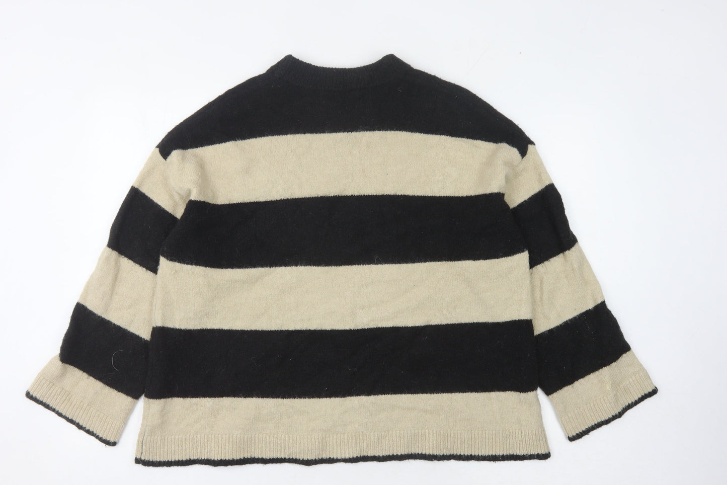 B.Young Women's Black & Beige Striped Jumper Size M