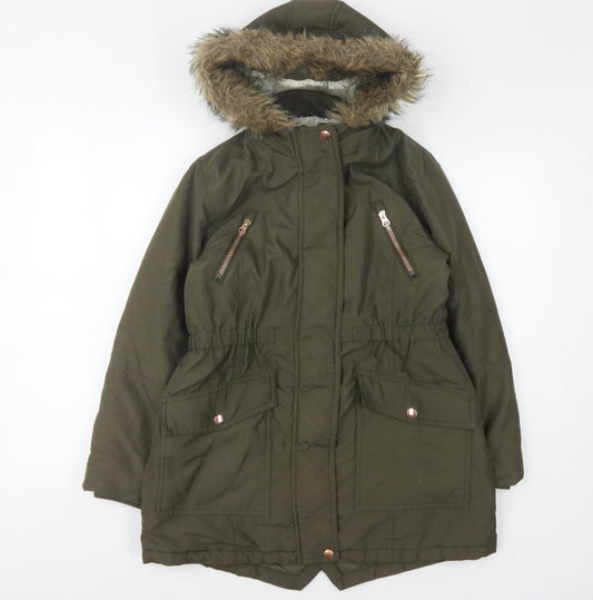 John Lewis Girls Green Parka Coat 11 Years