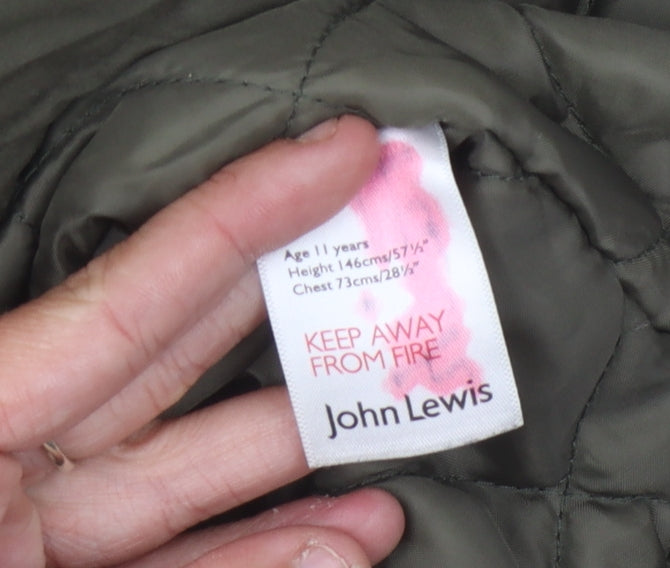 John Lewis Girls Green Parka Coat 11 Years