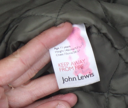 John Lewis Girls Green Parka Coat 11 Years