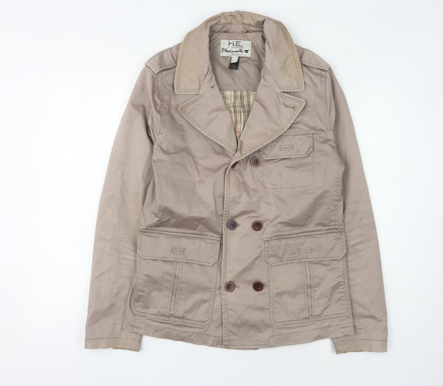 Mango Beige Unisex Jacket XS Double-Breasted Casual