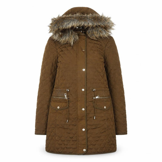 Womens UK Size 10 Zara Brown Quilted Coat