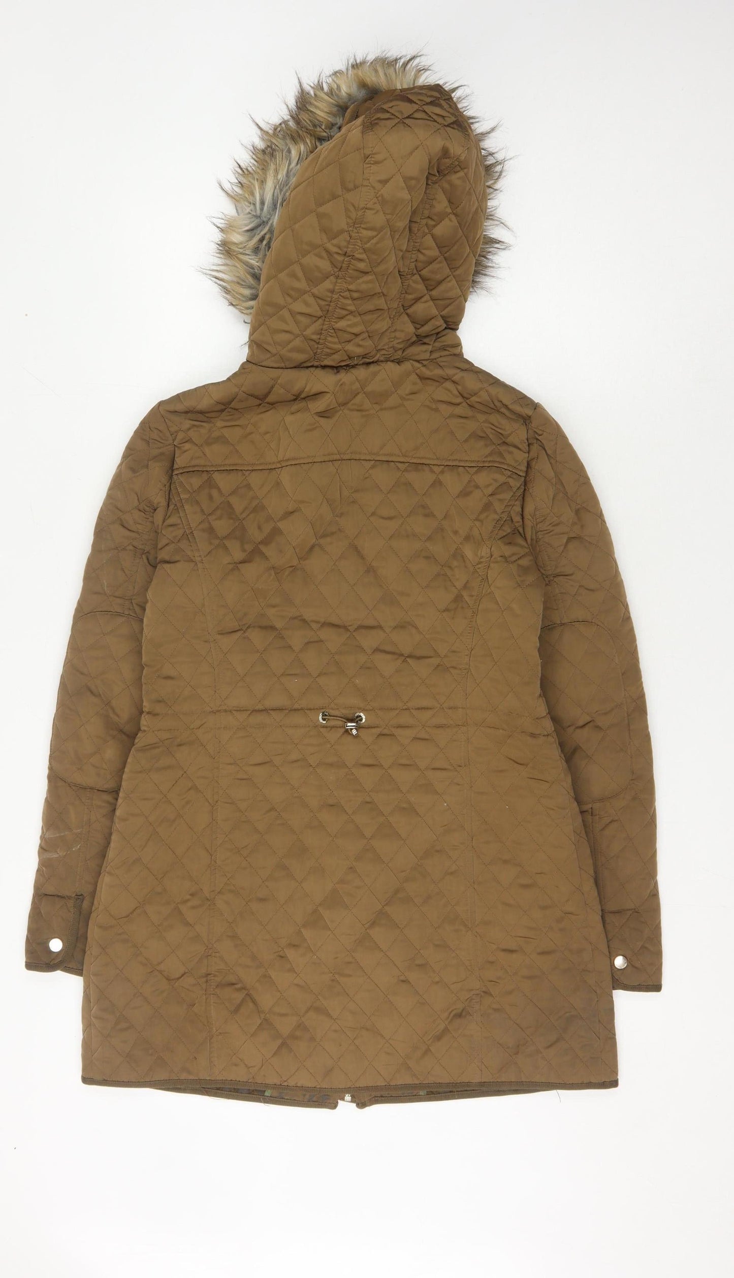 Womens UK Size 10 Zara Brown Quilted Coat