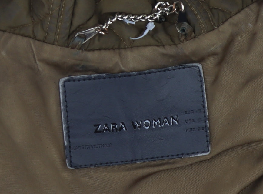 Womens UK Size 10 Zara Brown Quilted Coat