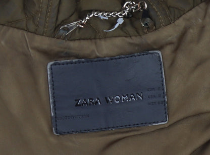 Womens UK Size 10 Zara Brown Quilted Coat