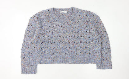 Womens UK Size M Zara Blue Pullover Jumper
