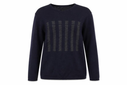 Front view of Nigel Hall unisex blue v-neck wool jumper m