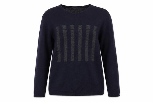 Front view of Nigel Hall unisex blue v-neck wool jumper m