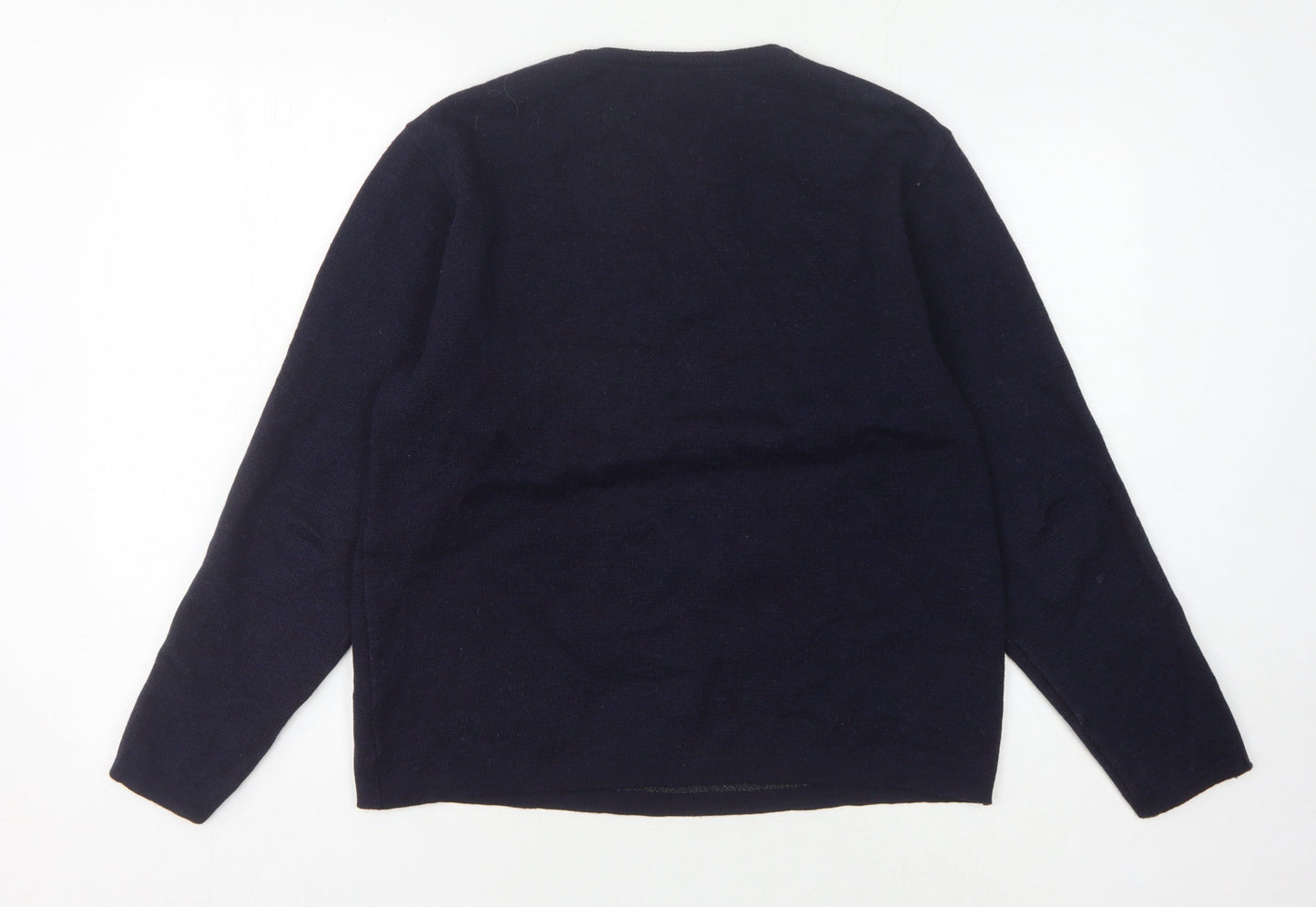 Nigel Hall Unisex Blue V-Neck Wool Pullover Jumper M