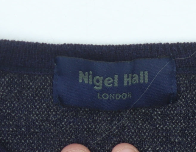 Nigel Hall Unisex Blue V-Neck Wool Pullover Jumper M