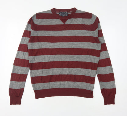 New Look Men’s Red Striped Acrylic Pullover Jumper M