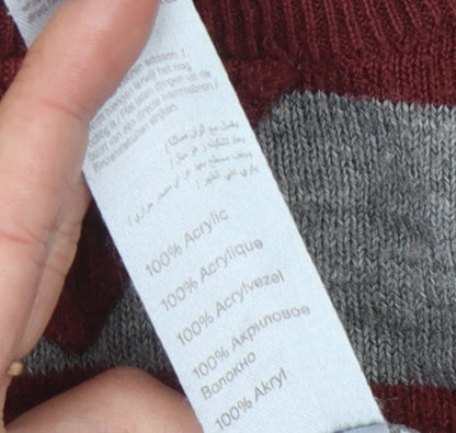 New Look Men’s Red Striped Acrylic Pullover Jumper M