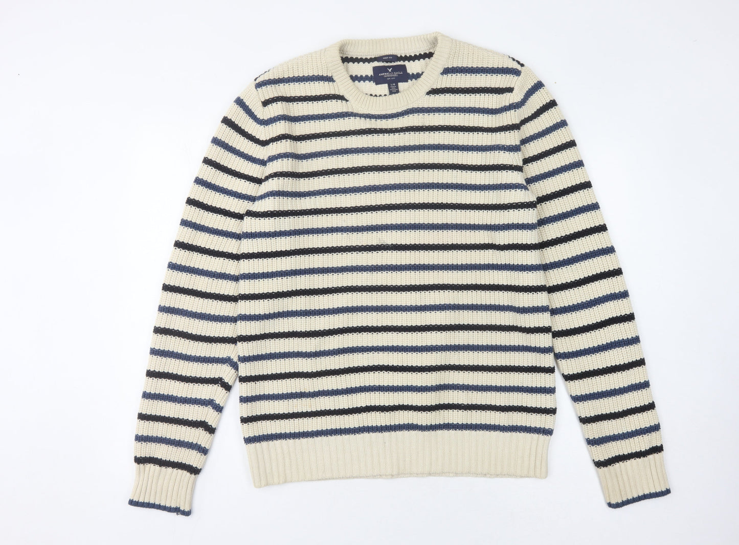 American Eagle Outfitters Men's Beige L Striped Pullover