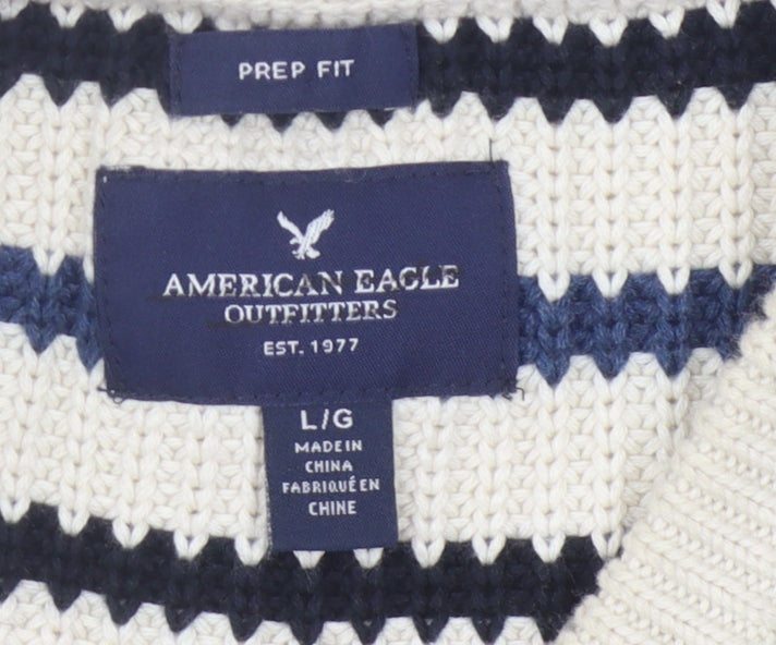 American Eagle Outfitters Men's Beige L Striped Pullover