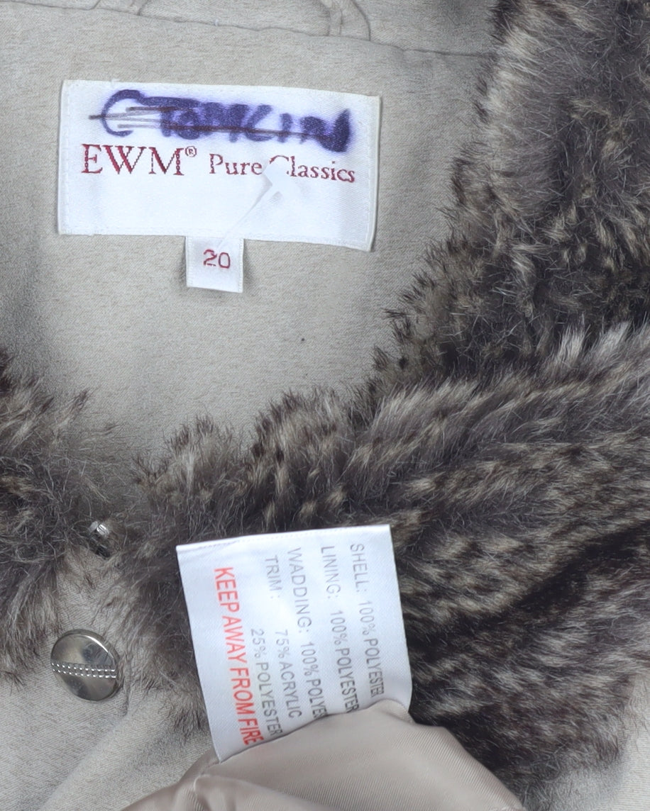 Womens UK Size 20 EWM Beige Overcoat