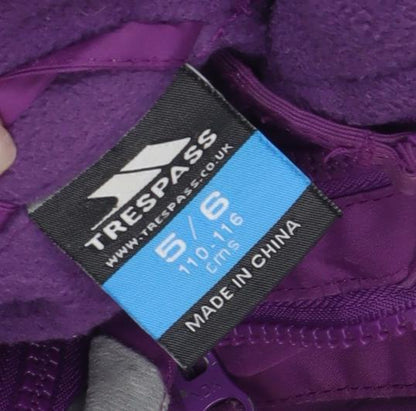 Trespass Girls Purple Rain Coat Jacket Size 5-6 Years