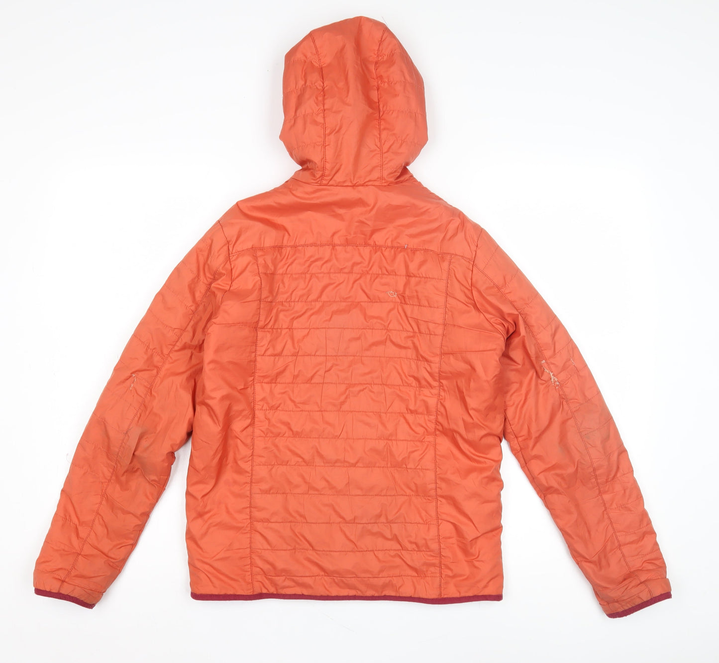 Decathlon Girls Orange Puffer Jacket - 14 Years, Hooded, Mid-Length