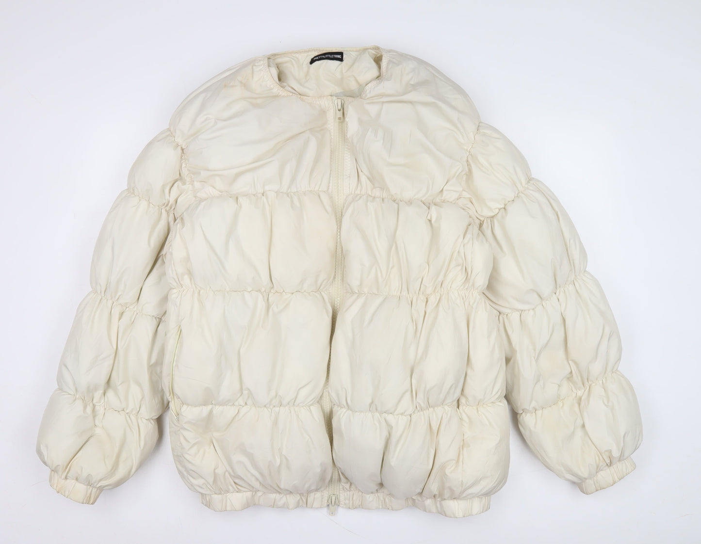 Womens UK Size S PRETTYLITTLETHING Ivory Puffer Jacket