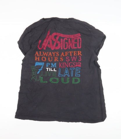 Jack Wills Women's Black Embroidered T-Shirt UK 12