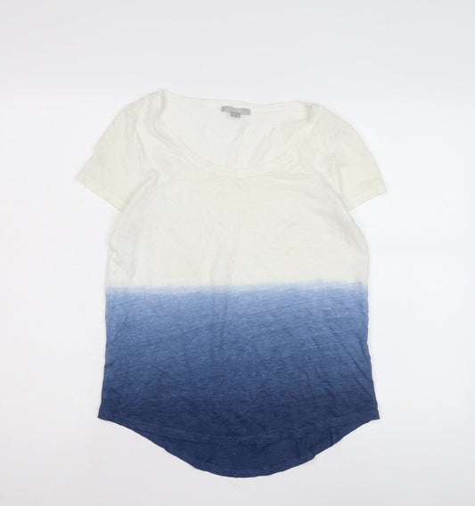 Additional front view of Pure unisex adults white blue colourblock t-shirt m
