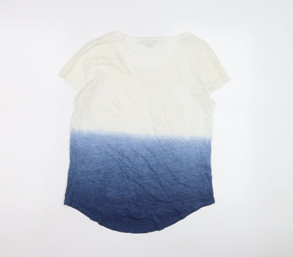 Pure Unisex Adults White Blue Colourblock T-Shirt M