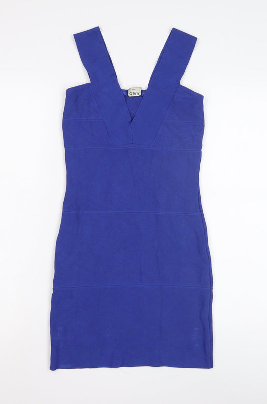 Oasis Women's Blue V-Neck Dress, Size 8