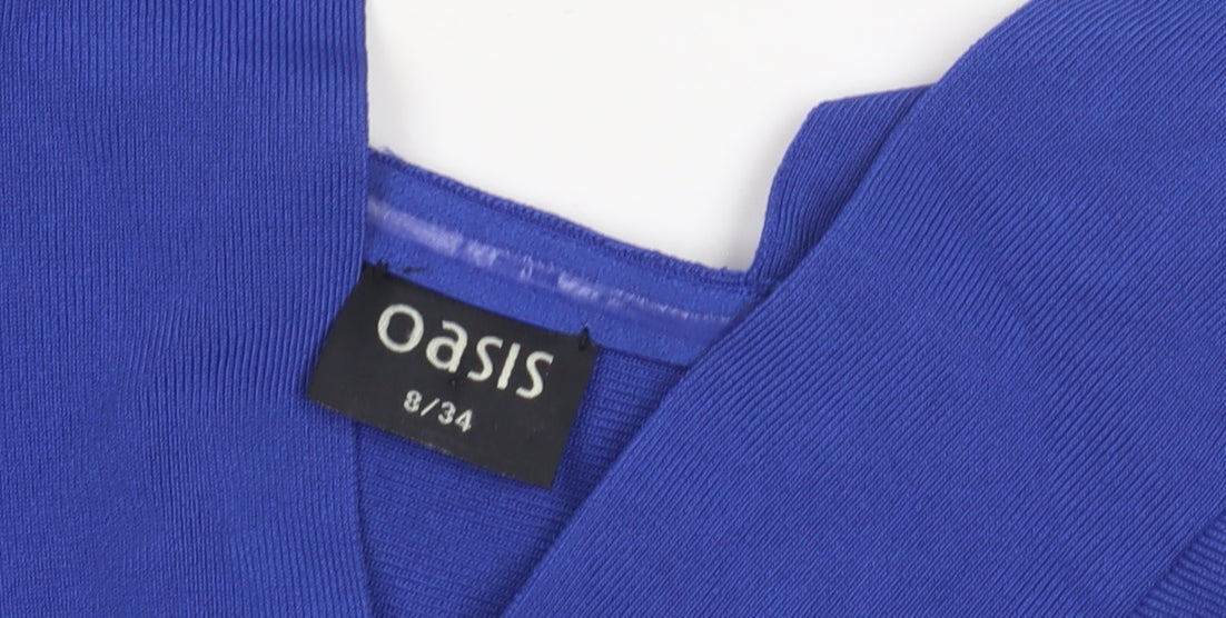 Oasis Women's Blue V-Neck Dress, Size 8