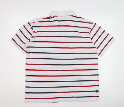 Umbro Men's White Striped Polo Shirt XL