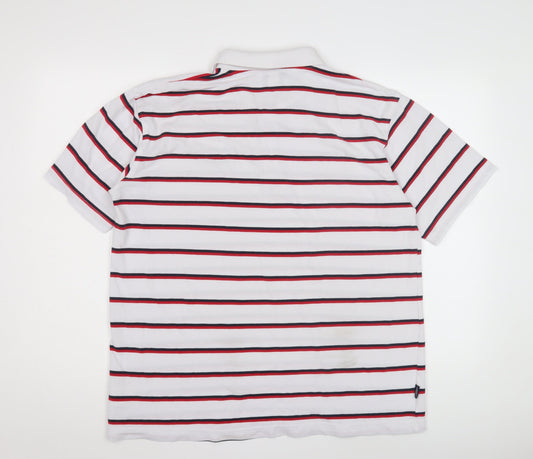 Umbro Men's White Striped Polo Shirt XL