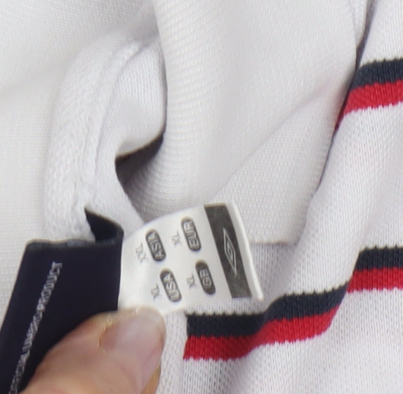 Umbro Men's White Striped Polo Shirt XL