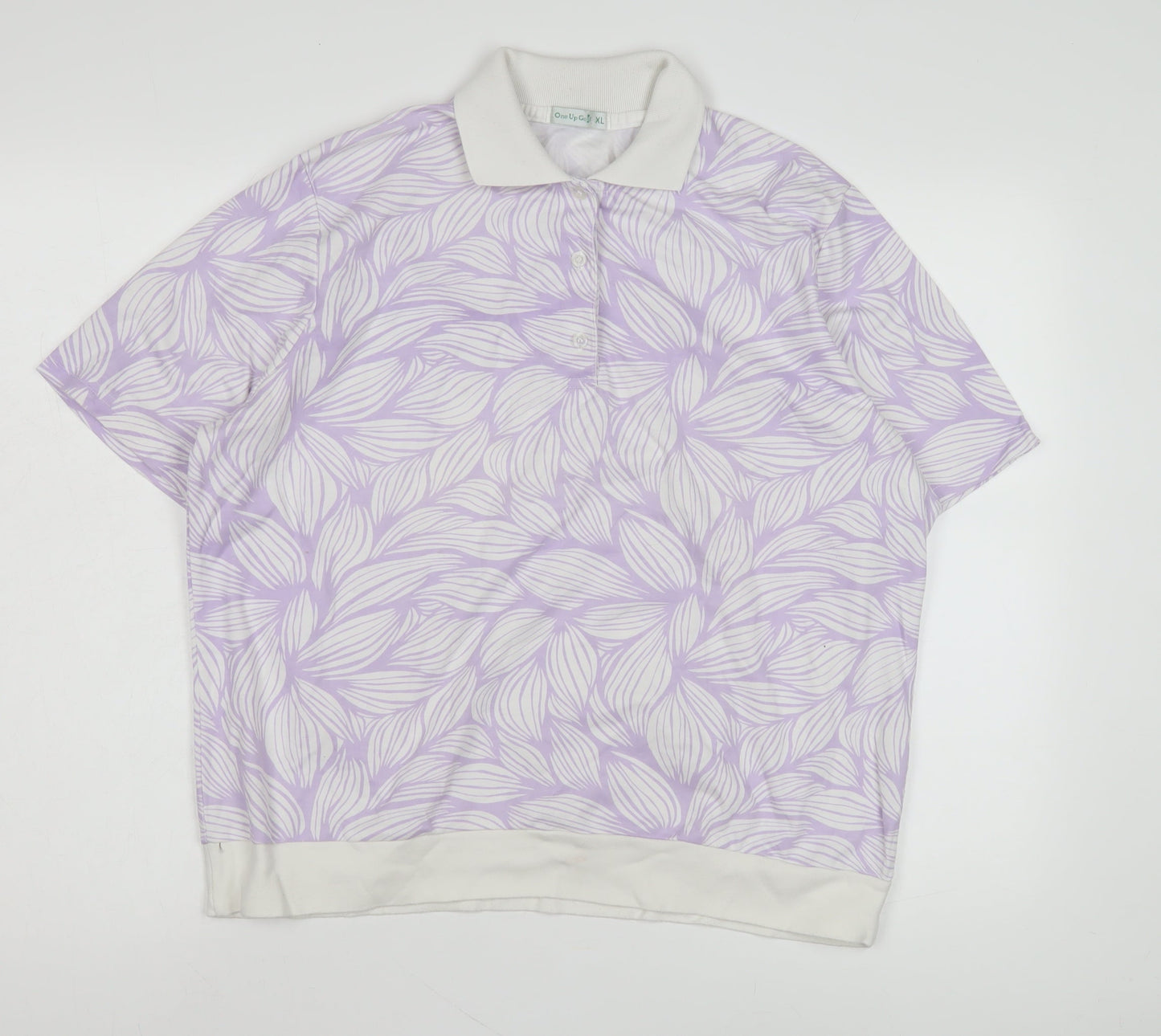 One Up Golf Unisex Purple Floral Polo Shirt XL