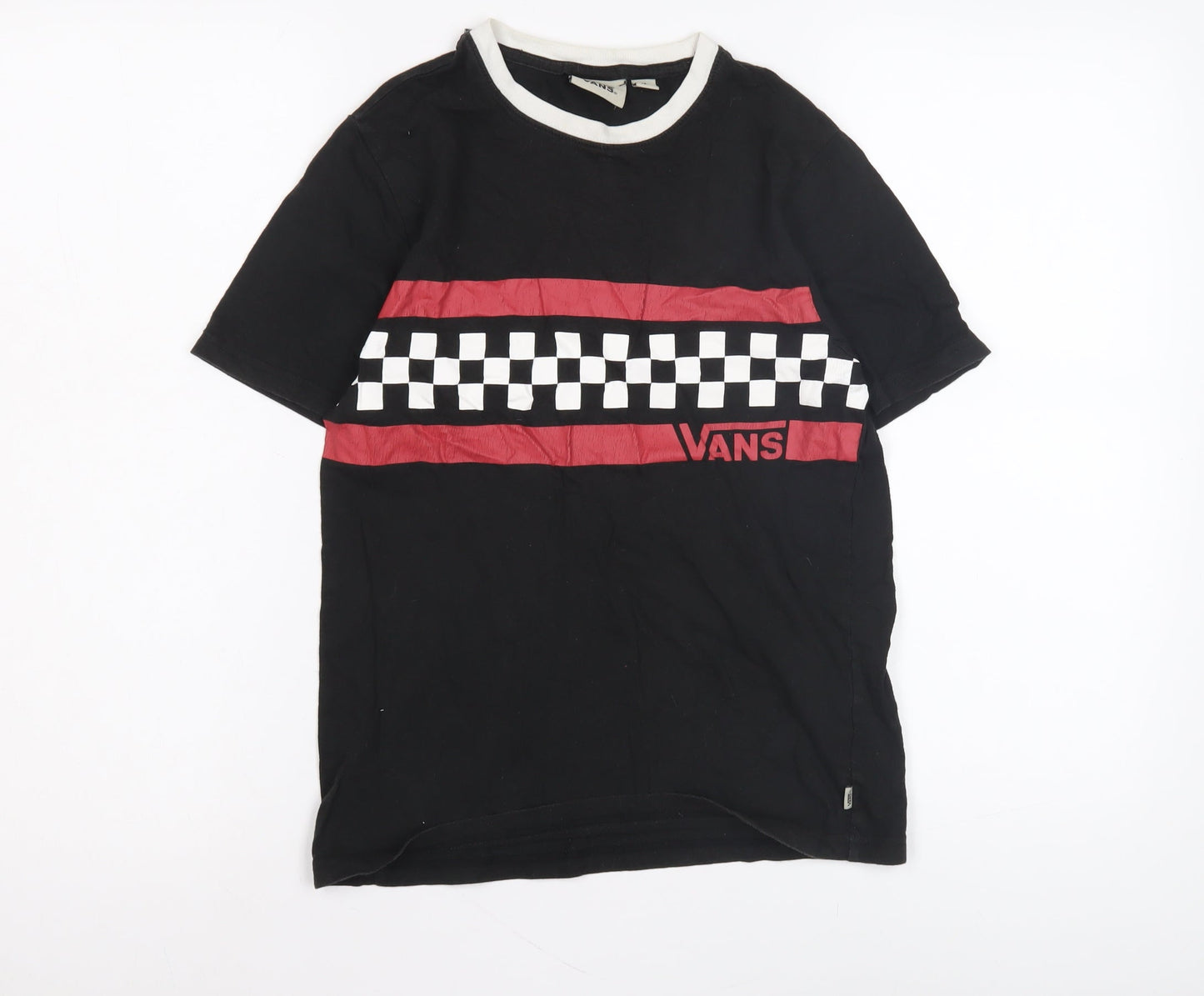 Vans Men's Black Graphic Print T-Shirt, Size M, Crew Neck
