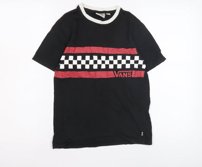 Vans Men's Black Graphic Print T-Shirt, Size M, Crew Neck