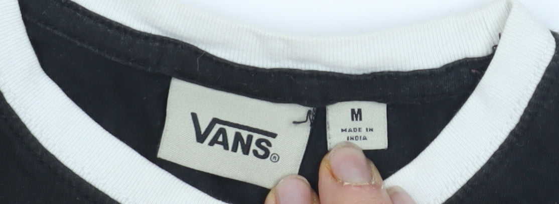 Vans Men's Black Graphic Print T-Shirt, Size M, Crew Neck