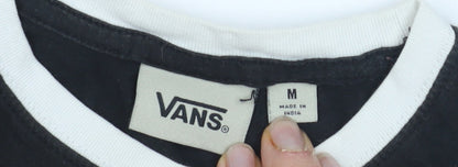 Vans Men's Black Graphic Print T-Shirt, Size M, Crew Neck