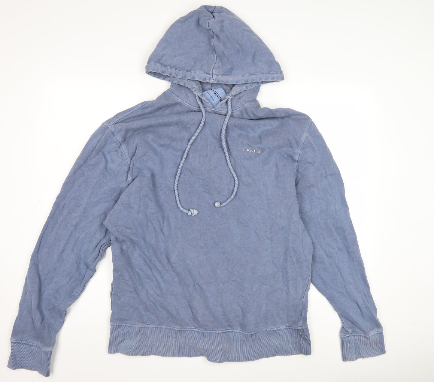 Mens UK Size L COLLUSION Blue Pullover Hoodie