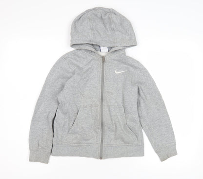 Nike Boys Grey Full Zip Hoodie, 8-10 Years, Logo Accent