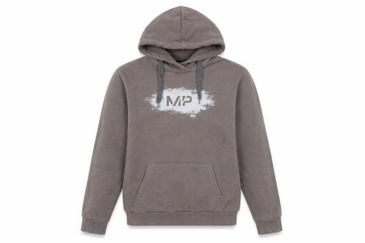 Front view of Myprotein unisex adults grey pullover hoodie xs