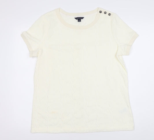 Lands' End Women's Ivory Knit Short Sleeve Top