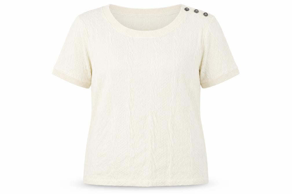 Womens UK Size L Lands' End Ivory Basic T-Shirt