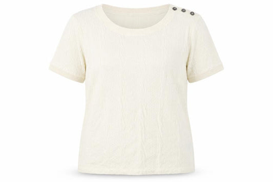 Womens UK Size L Lands' End Ivory Basic T-Shirt