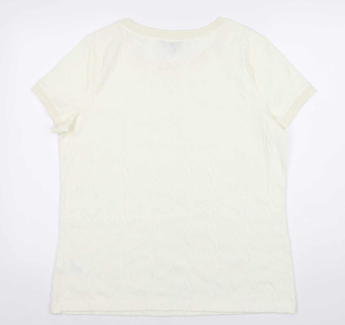 Lands' End Women's Ivory Knit Short Sleeve Top