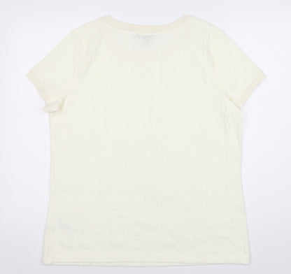 Lands' End Women's Ivory Knit Short Sleeve Top