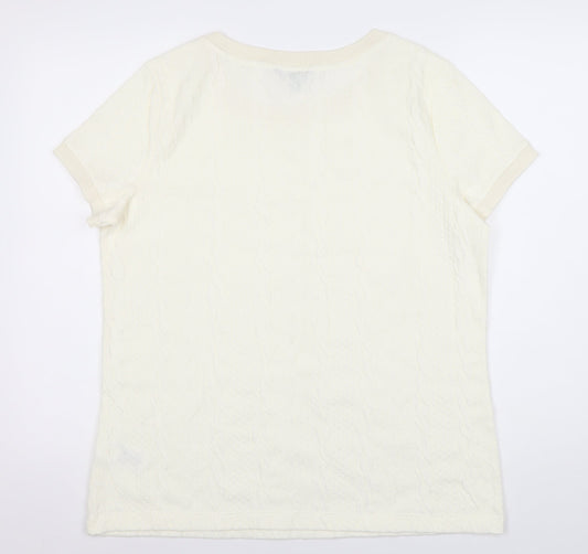 Lands' End Women's Ivory Knit Short Sleeve Top