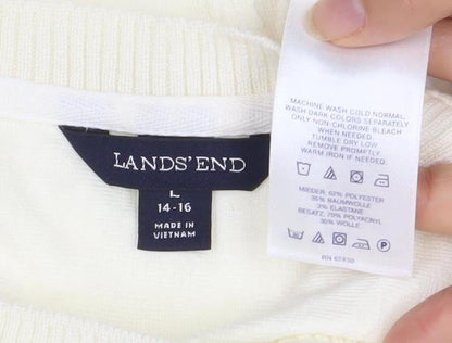 Lands' End Women's Ivory Knit Short Sleeve Top