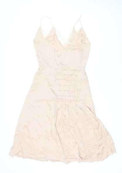 Reiss Women's Beige Dress Size 4 Sleeveless Zip