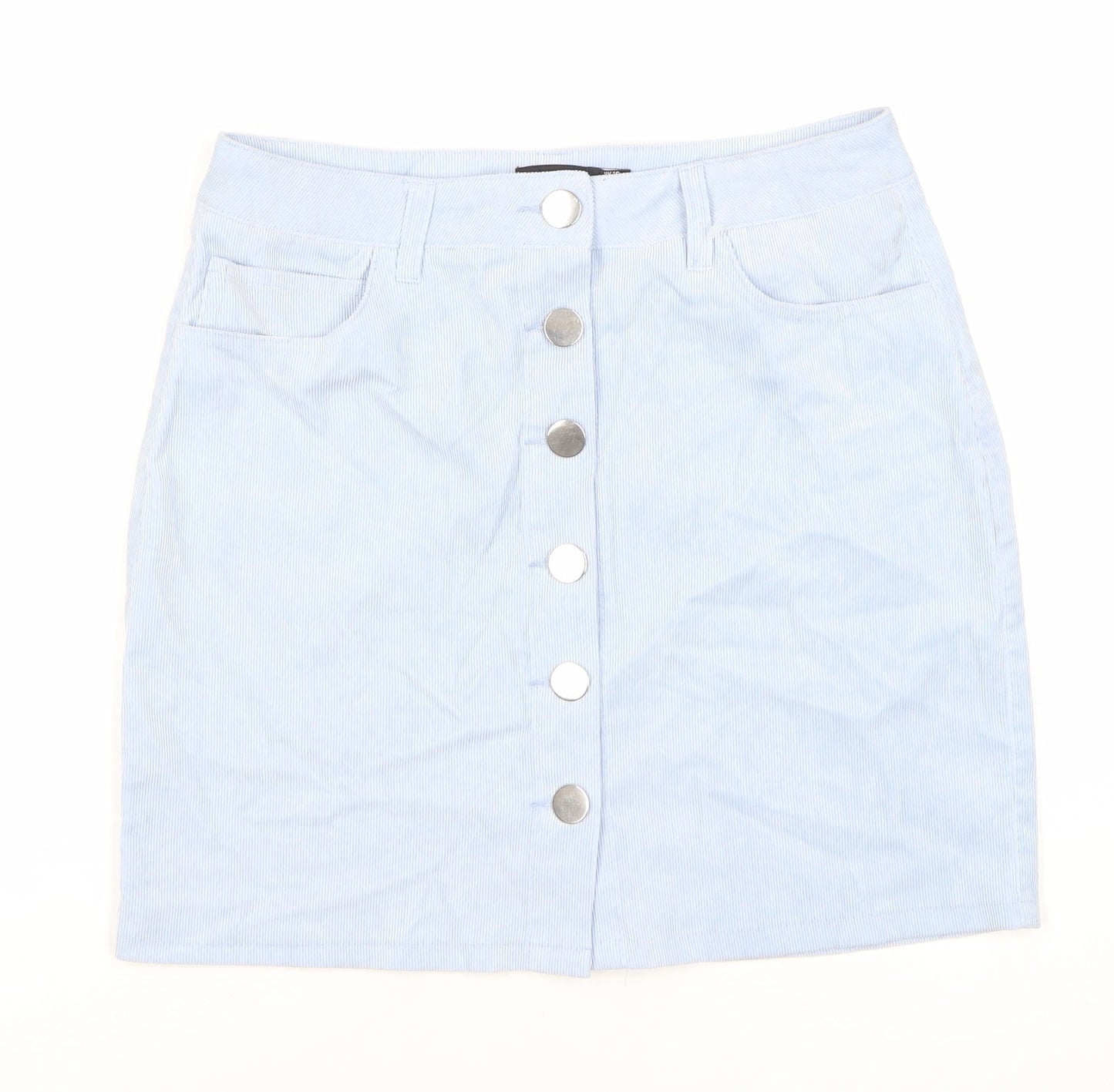 Boohoo Women's Blue Short Skirt, UK 10, Button Detail
